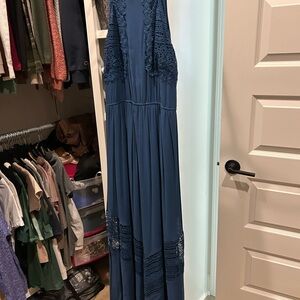 Altar’d state Elegant Blue Lace Maxi Dress